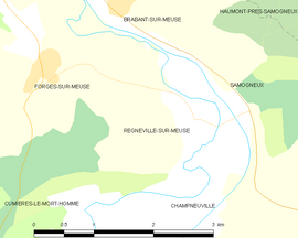 Mapa obce Regnéville-sur-Meuse