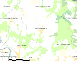 Mapa obce Les Guerreaux