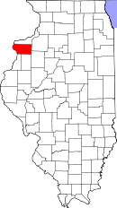 マーサー郡の位置を示したイリノイ州の地図