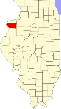 Map of Ilinois highlighting Mercer County