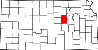 ディキンソン郡の位置を示したカンザス州の地図