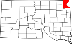 map of South Dakota highlighting Roberts County