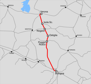 Ligne de la ligne ferroviaire Vérone – Bologne