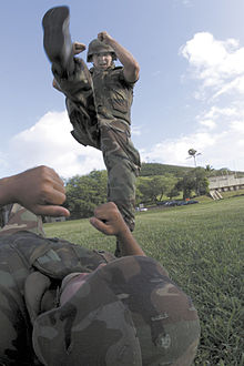 Marines practicing axe stomp. Marines stomp combat boot.jpg