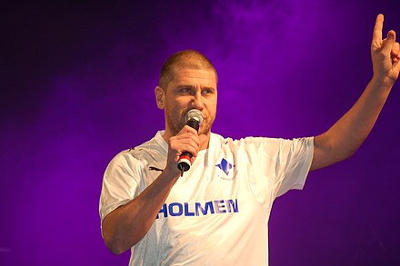 Markoolio (pictured in 2008) topped the Swedish singles chart with ten singles during the 2000s. Markoolio.JPG