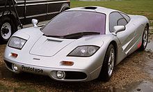 McLaren XP3 prototype, photographed during testing in 1993. The car was owned by Gordon Murray.
Notice the fog lights integrated in the front bumper and narrower turn signals than the production version along with the wing mirrors sourced from a Citroen CX. The fog lights were removed and the wing mirrors were later replaced by production units. Mclaren F1`s testing at Goodwood Circuit - 20 May 1993 (6953157111) (2).jpg