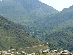 View from the Azorias hill to Melisses in the Avgo high valley