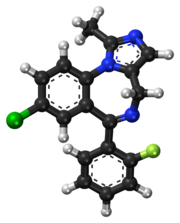 Midazolam ball-and-stick model.png