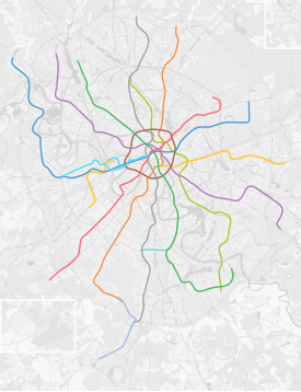 Park Kultury (Koltsevajalinjen) på en karta över Moskvas tunnelbana