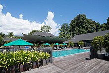 Swimming pool at Royal Mulu Resort. Mulu Marriot Resort and Spa swimming pool.jpg