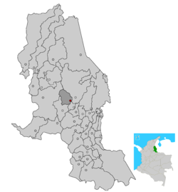 Location of the municipality and town of Bucarasica in the Norte de Santander Department of Colombia.