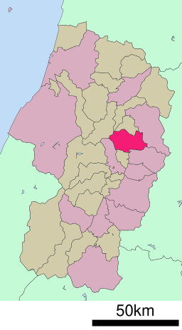 Murayamas läge i Yamagata prefektur      Städer      Landskommuner