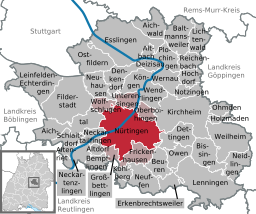 Läget för Nürtingen i Landkreis Esslingen