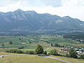 Freschner Strasse beim Gigaboga, Wegkreuz, Blick ins Ruggeller Ried, nach Bangs und Unternofels