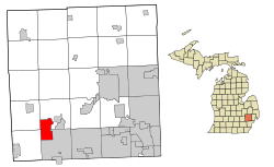 Location in Oakland County and the state of میشیگان