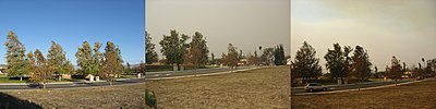 A comparison of the Simi Valley skyline from October 21, 2007 (left and center) to October 22, 2007 (right) Oct 21-22 2007 Skyline Comparison.JPG