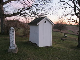 Outhouse behind the church Outhouse behind Hauge Log Church.JPG