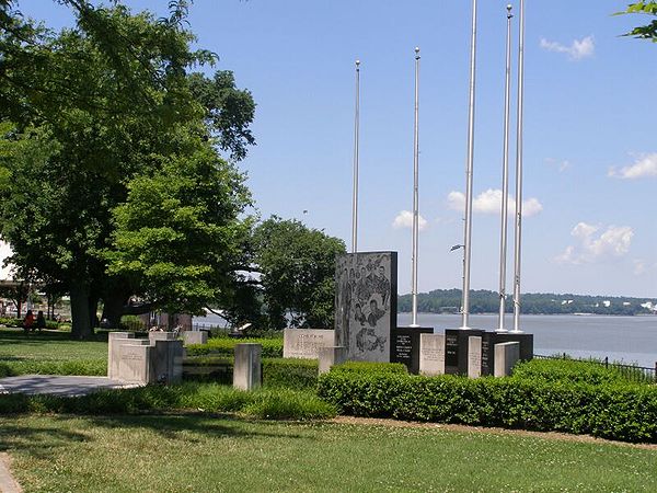Military memorial on the riverfront