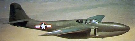 P-59A Airacomet with the short-lived red outlined National markings (June–September 1943).