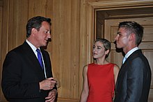 Richardson with David Cameron and Victoria Atkin at 10 Downing Street launching a campaign to eradicate homophobia and transphobia in sport. PM with Hollyoaks stars Victoria Atkin and Kieron Richardson.jpg