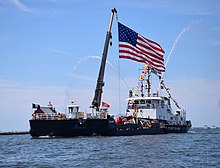 Coast Guard cutter entering the Grand Haven channel as part of the 2017 festival. Parade of ships.jpg