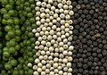 granos de pipere verde, blanc e nigre