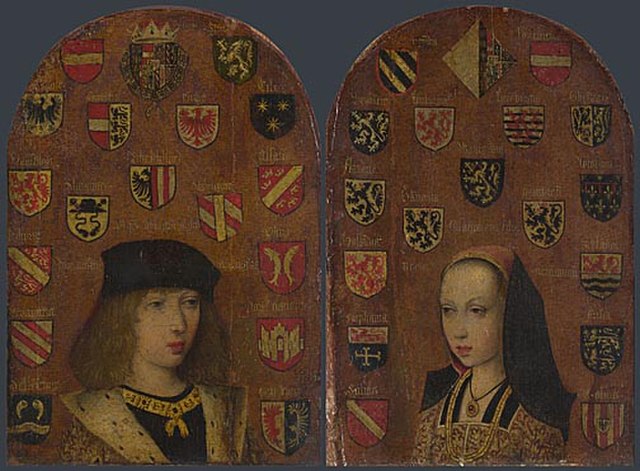 Pieter van Coninxloo, Philip the Handsome and Margaret of Austria, c. 1493–1495. Betrothal diptych, National Gallery, London.