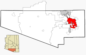 Pima County Incorporated and Unincorporated areas Tucson highlighted.svg