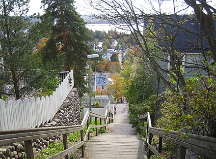 A long flight of stairs in the Pispala district