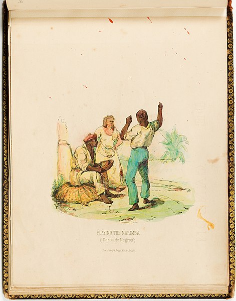 A Kalimba player in Brazil by Eduard Hildebrandt (1846)
