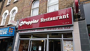 a photo of the front of Poppins Restaurant in Sutton, London, UK