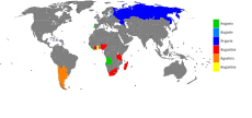 Land hvor Augusta (grønt) er mye brukt