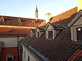 Praha - Nové Město, Emauzský klášter - pohled na část kostela a kláštera z jižního křídla