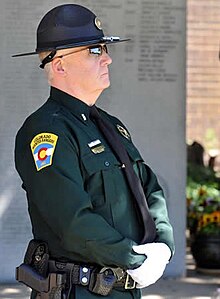 Ranger Honor Guard standing watch at the Colorado Law Enforcement Memorial on the grounds of the Colorado State Patrol Academy Ranger Honor Guard.jpg