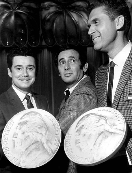 Philbin (left) with Joey Bishop and Johnny Mann on The Joey Bishop Show in 1969