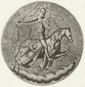 Lithograph of the reverse of the 1413 seal of Robert Stewart as Governor of Scotland