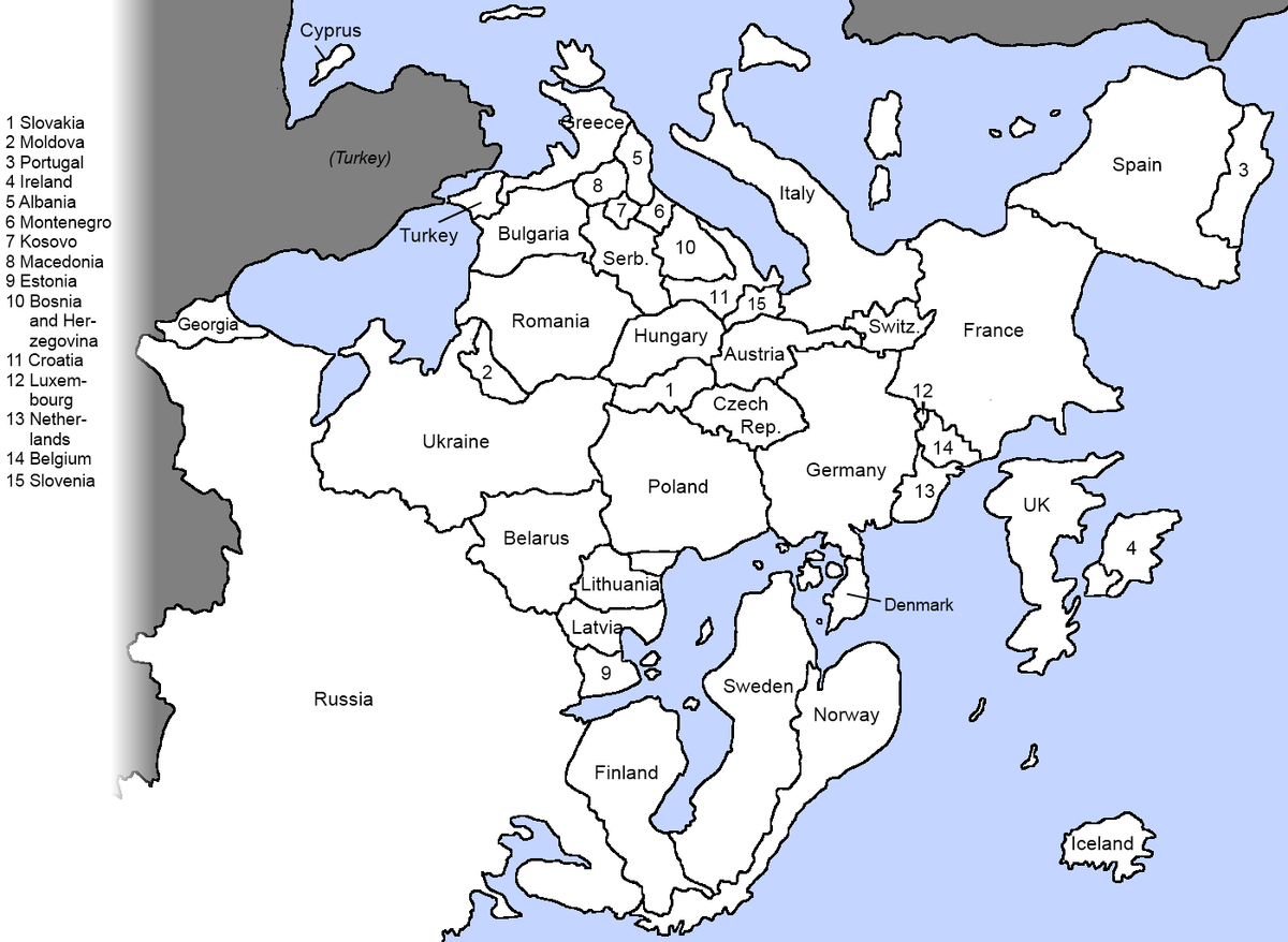 Dons maps. Rotated Map of Europe.