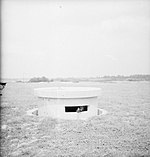 The turret of a Pickett-Hamilton fort, fully raised and manned during the Second World War.