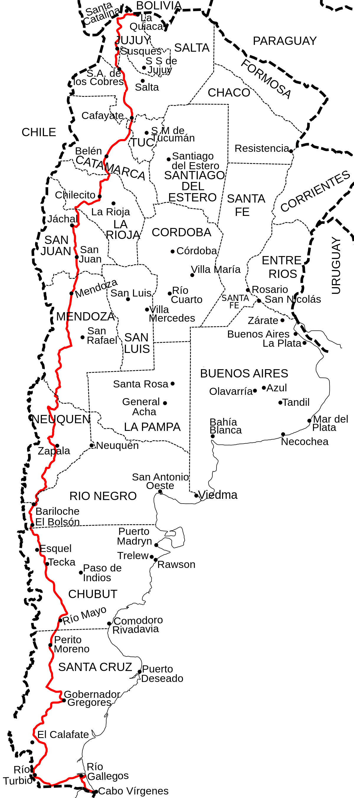 route 40 argentine carte Route Nationale 40 Argentine Wikipedia route 40 argentine carte