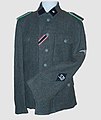 M43 field tunic – SD Unterscharführer with SS rank insignia on the collar patch, and police rank insignia (Wachtmeister) on the shoulder straps and SD diamond on lower part of sleeve