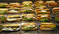 A collection of seafood sandwiches