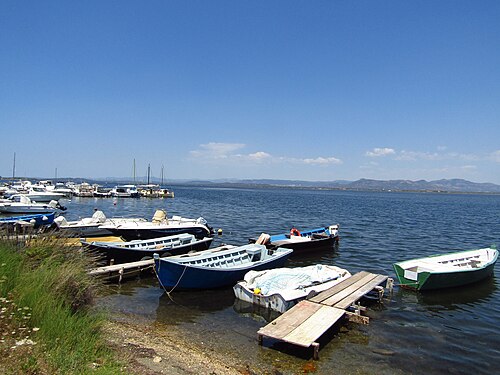 The harbour of Sant'Antioco, Sardinia, Italy.