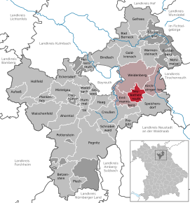 Poziția comunei Seybothenreuth pe harta districtului Bayreuth