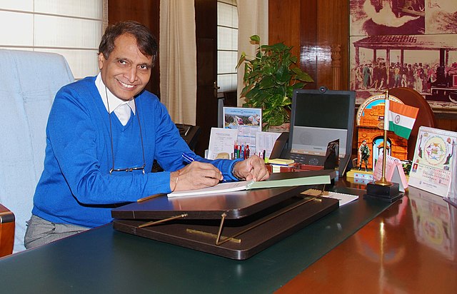 Prabhu taking charge as the Union Minister for Railways, in New Delhi on 10 November 2014