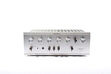 An audio amplifier is a common piece of audio equipment. Sony TA-1120A Amplifier.jpg