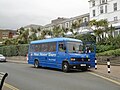 Southern Vectis 201 Alum Bay (VJI 3968, originally N411 WJL), a Mercedes-Benz 711D/Autobus Classique Nouvelle, on the Esplanade, Sandown, Isle of Wight, on private hire work.