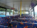 The interior of Southern Vectis 834 (R834 MFR), a Volvo Olympian/East Lancs Pyoneer, in Newport Road, near Newchurch, Isle of Wight operating the Garlic Festival shuttle service between the Garlic Festival site and Newport bus station. The bus had recently transferred from Metrobus for a substantial new schools contract awarded to Southern Vectis starting in September.