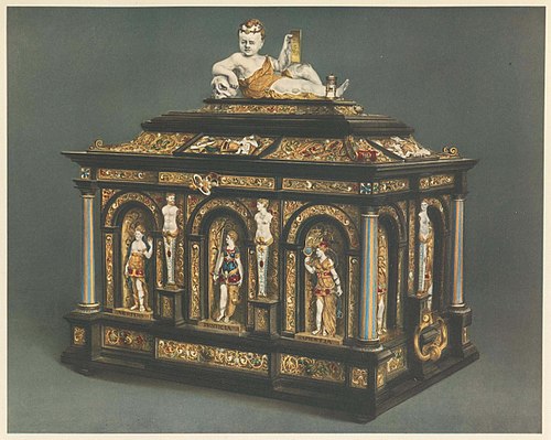 Schmuckkasten aus Ebenholz mit Goldemail von Gabriel Gipfel, Meister in Dresden 1591