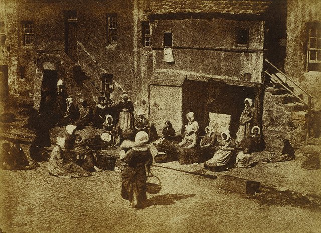 St Andrews, North Street, Fishergate, Women and Children Baiting the Line. Robert Adamson, David Octavius Hill, c. 1845
