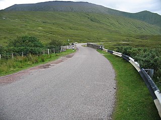 A838 road road in Sutherland, in the Highland area of Scotland